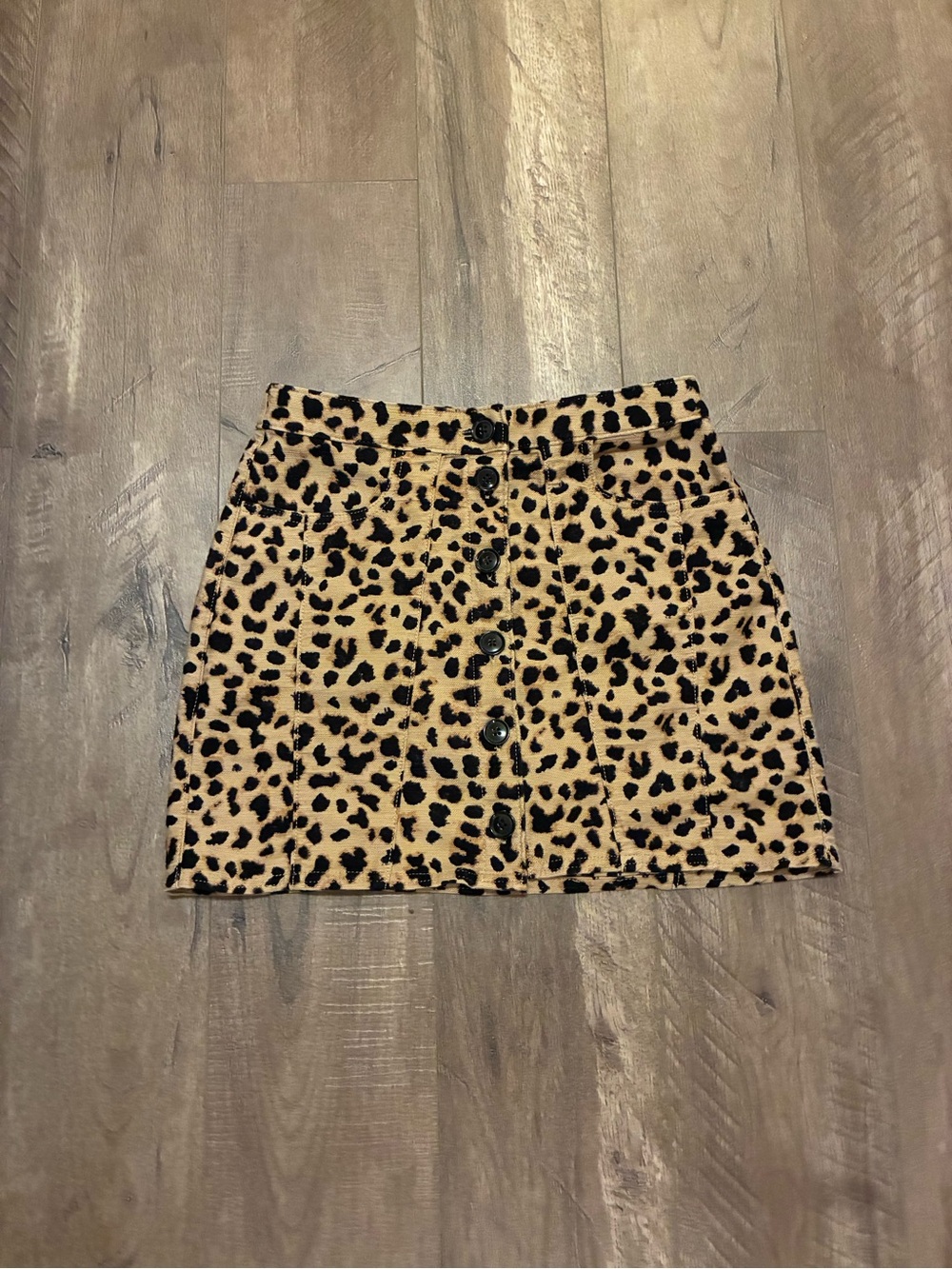 Express Leopard-Print Button-Front Mini Skirt - Tan & Black